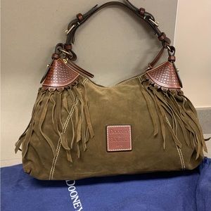 Olive slouch bag w/ fringe